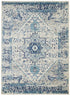 5' X 7' Ivory And Light Blue Floral Medallion Distressed Area Rug